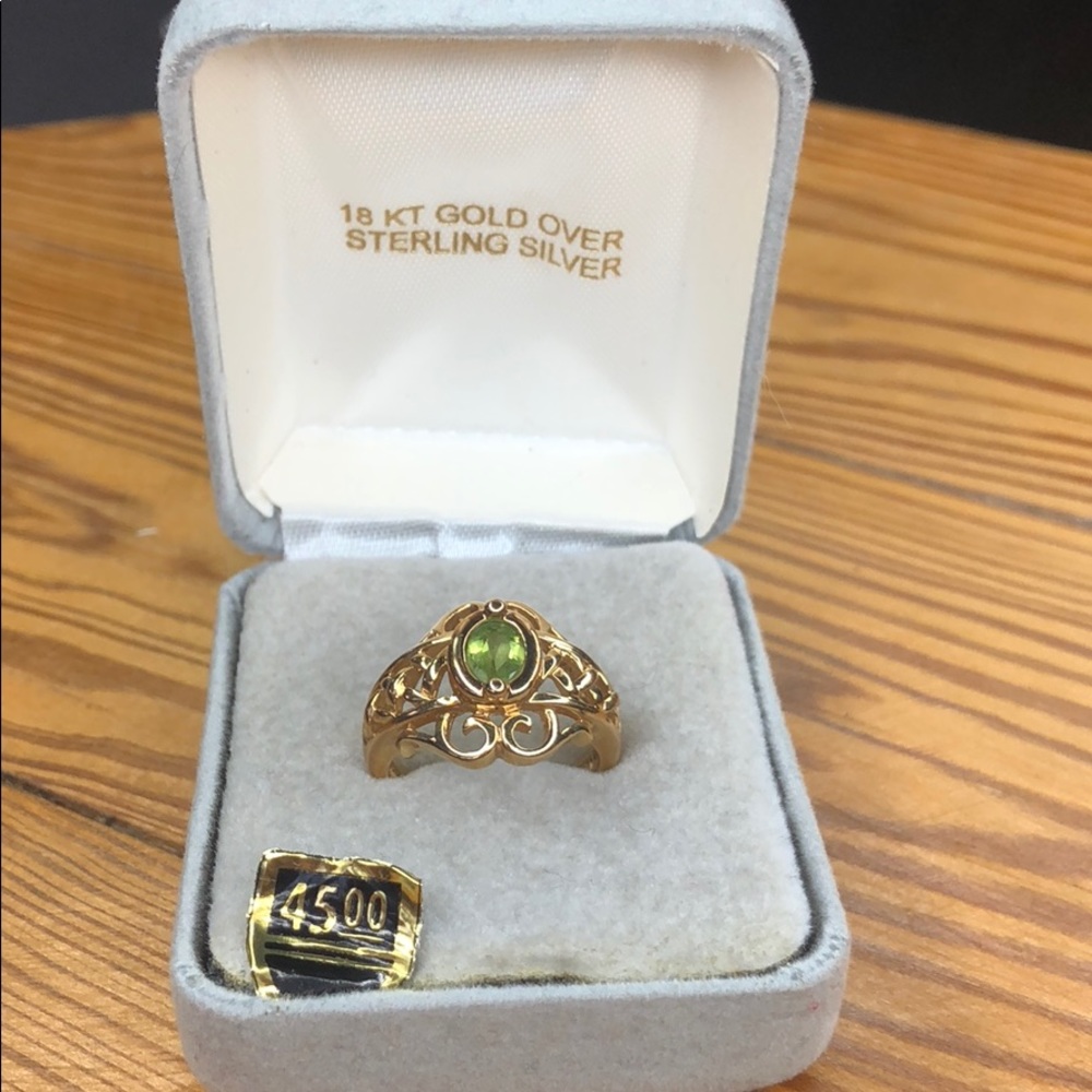 18kt over Sterling Silver Ring Peridot like stone